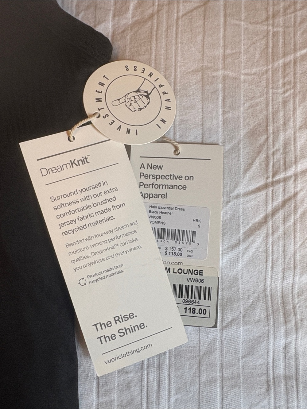 NWT Vuori Halo Essential Dress in Black Heather Sz S - Picture 2 of 3